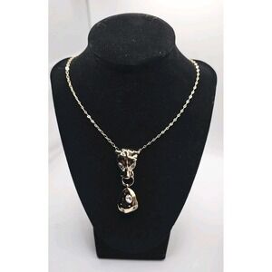 Park Lane Jewelry JAGUAR Goldtone Pendant Necklace W/ Crystal Accent‎ 22" +3"